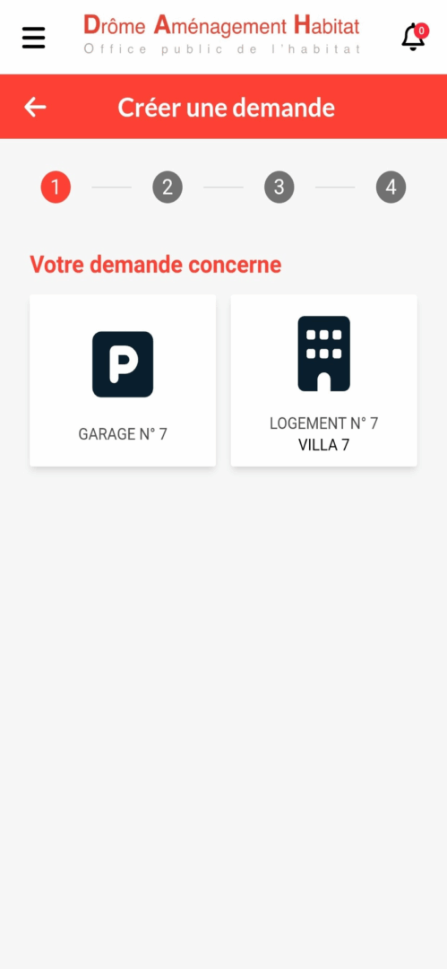 capture écran appli mobile de DAH page réclamation