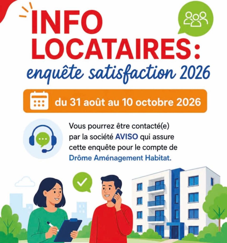 Info locataires enquête satisfaction DAH 2026 du 31 août au 10 octobre 2026