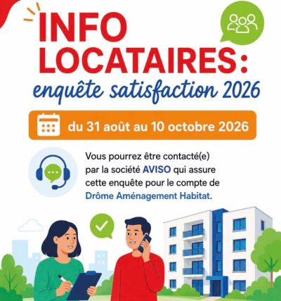 Info locataires enquête satisfaction DAH 2026 du 31 août au 10 octobre 2026
